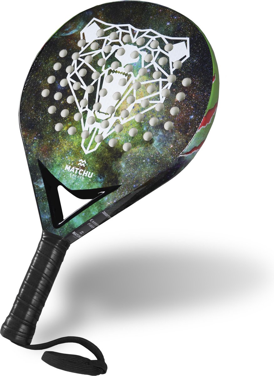 Matchu Sports - Padel Racket - Bear - Padel - Padelrackets - Rond - Carbon - Groen - Incl. padel tas