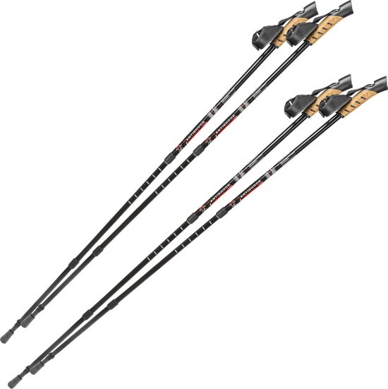 tectake - Nordic walking stokken - 2 paar - antishock – zwart – 401976